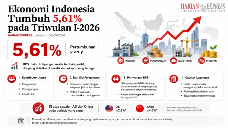 Ekonomi Indonesia Tumbuh 5,61% di Kuartal I-2026